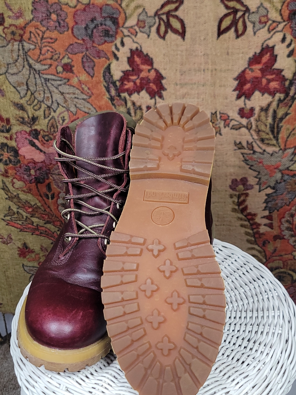 Timberland Burgundy Leather Lace-up Combat Boots | Lug Sole Utility Ankle Boots - Picture 4 of 5